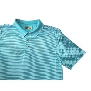 Pro Tour Cool Play Performance Polo Golf Shirt Men's XL Blue & White Stripes EUC